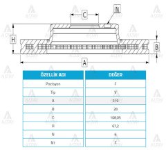 Fren Diski Hılux 06-19 Pıckup 3.0 Revo / Ön Havalı 319-6