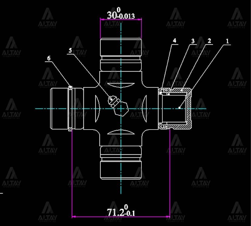 İSTAVROZ MAFSAL (ŞAFT) L-200 06=> 4x2 / 4x4 (101mm X 30mm İÇTEN SEGMAN) GUM-99