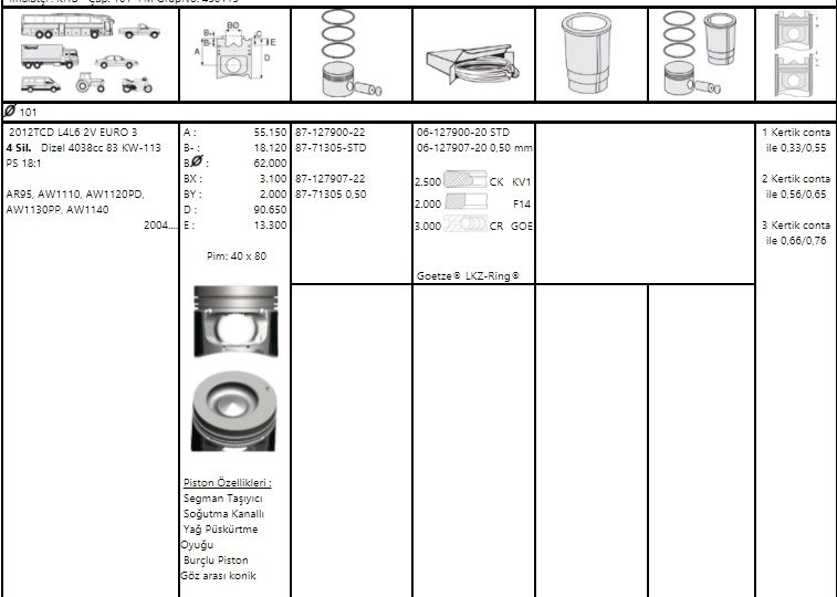 TCD2012 L4-L6 2V EURO 3 2004> 101MM PİSTON
