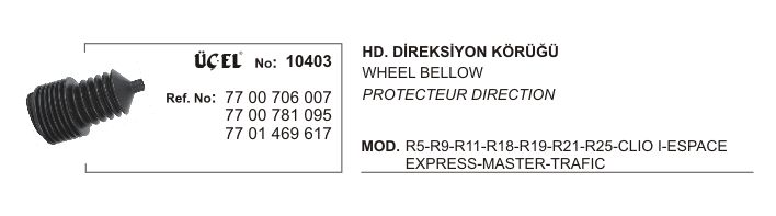 DİREKSİYON KÖRÜĞÜ HİDROLİK 10403 R9 R11 R19 R21 R25 CLIO I EKSPRES MASTER TRAFIK
